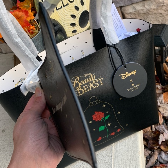 Authentic KATE SPADE Reversible leather Beauty and the beast  tote/Wristlet - Picture 10 of 13